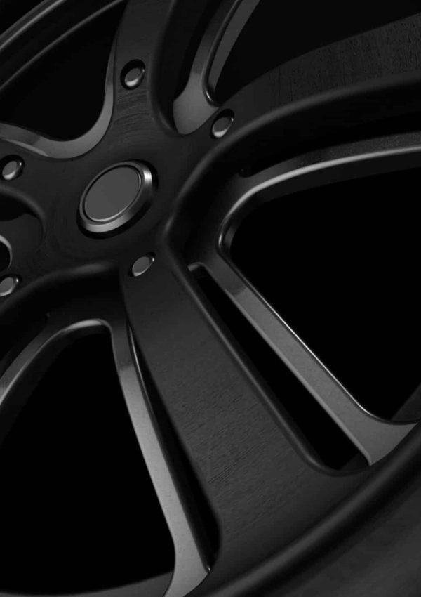 Tire Wheel Black Brushed Metal 3D Rendering